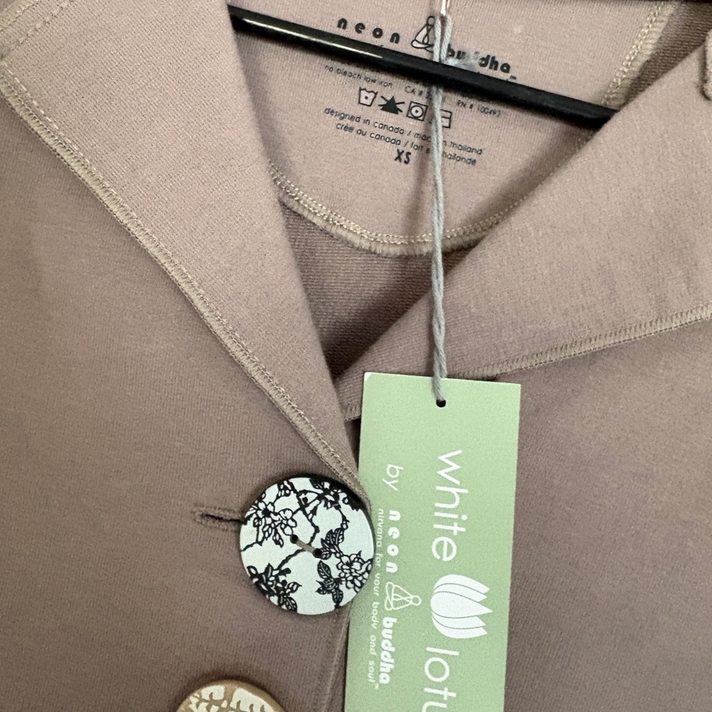 Neon Buddha Taupe Blazer with Unique Button Design nwt - Picture 2 of 6